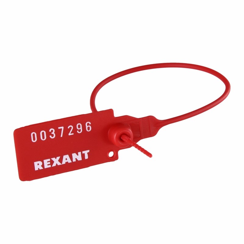 Пломба пластиковая номерная 220 мм красная, REXANT 07-6111