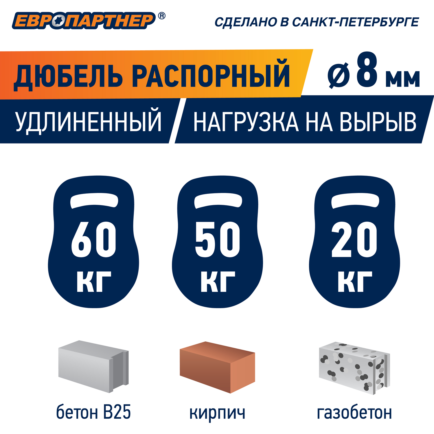 Дюбель нейлоновый PND-8 8х40мм (100шт) Европартнер 76082040