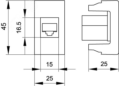 VIVA Розетка компьютерная RJ45 1 модуль категория 5е белая DKC 45038