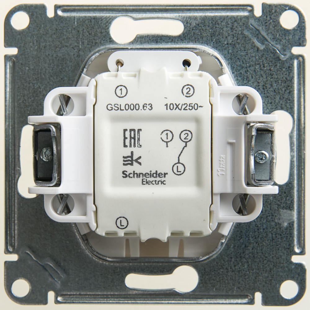 GLOSSA Переключатель одноклавишный с подсветкой сх.6а перламутр в рамку Systeme Electric GSL000663