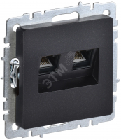 BRITE Розетка компьютерная двойная RJ45 кат.5E РК10-2-БрЧ черный IEK BR-K20-1-K02