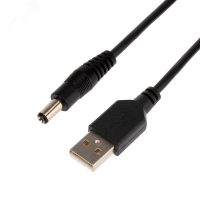 Кабель USB штекер - DC 2.1х5.5мм, 1.5м., черный REXANT 18-0231