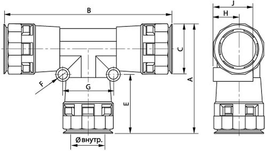 Тройник DN 10/10/10 мм полиамид черный DKC PAT10N