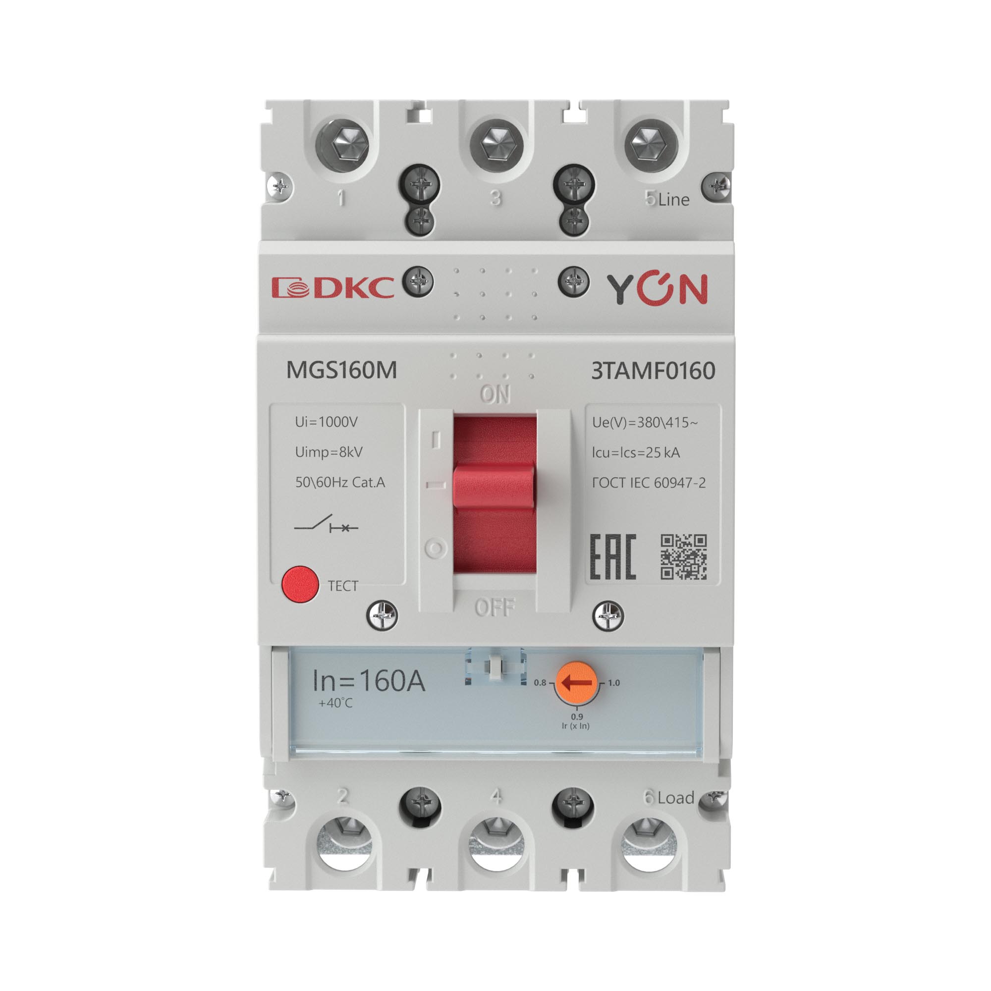 Выключатель автоматический YON MGS160 3P 128-160A 25kA DKC MGS160M-3TAMF0160