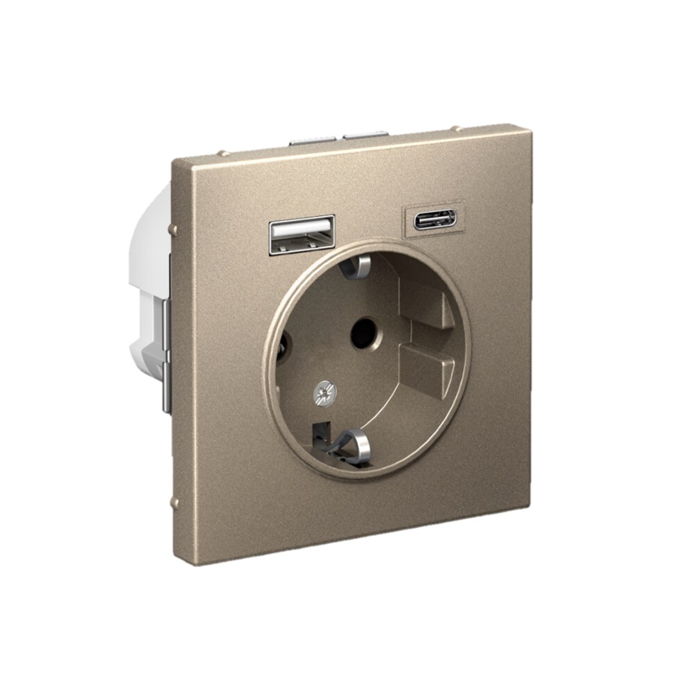 ARTGALLERY розетка 16А с 2 USB A+C, 5В/2,4А/3,0А, 2х5В/1,5А, механизм, шампань Systeme Electric GAL000532