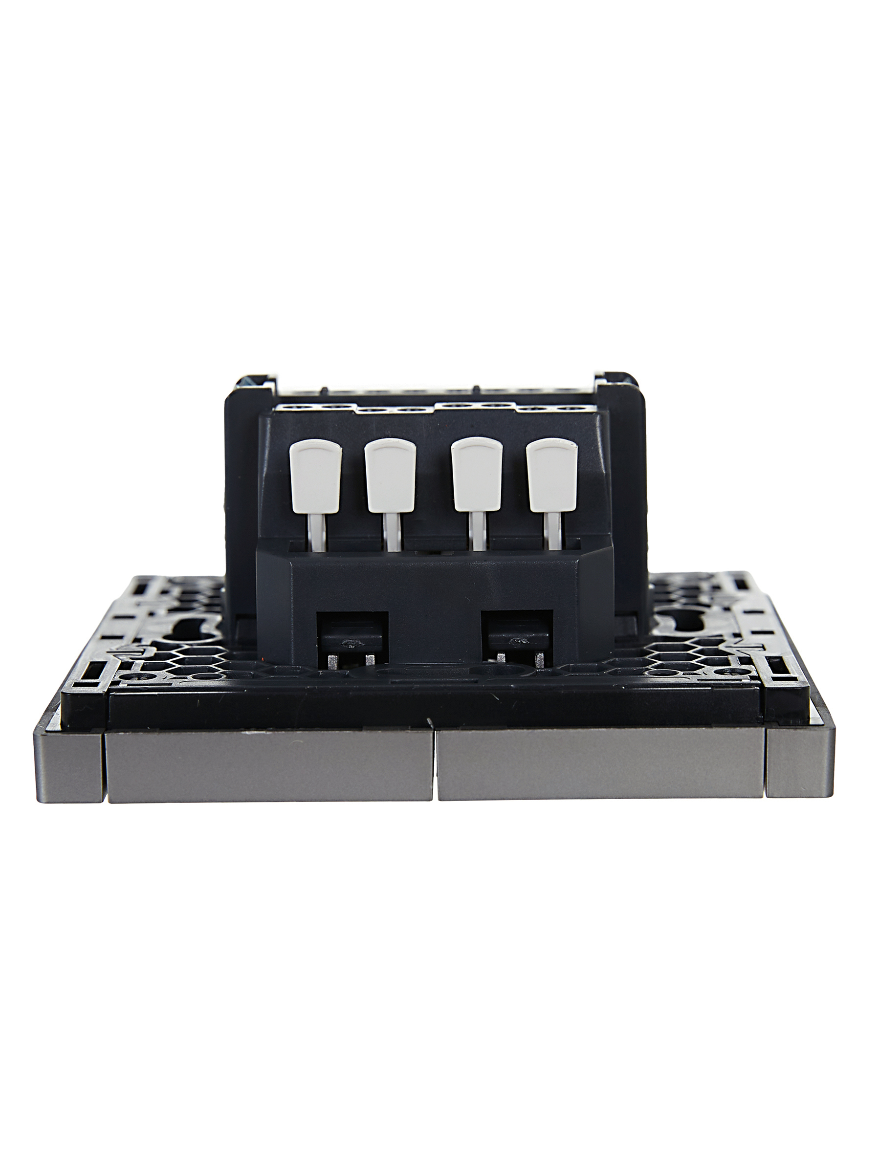 FORTE&PIANO Выключатель 2-клавишный проходной с индикацией 10А FP508 сталь IEK FP-V22-1-10-1-K46