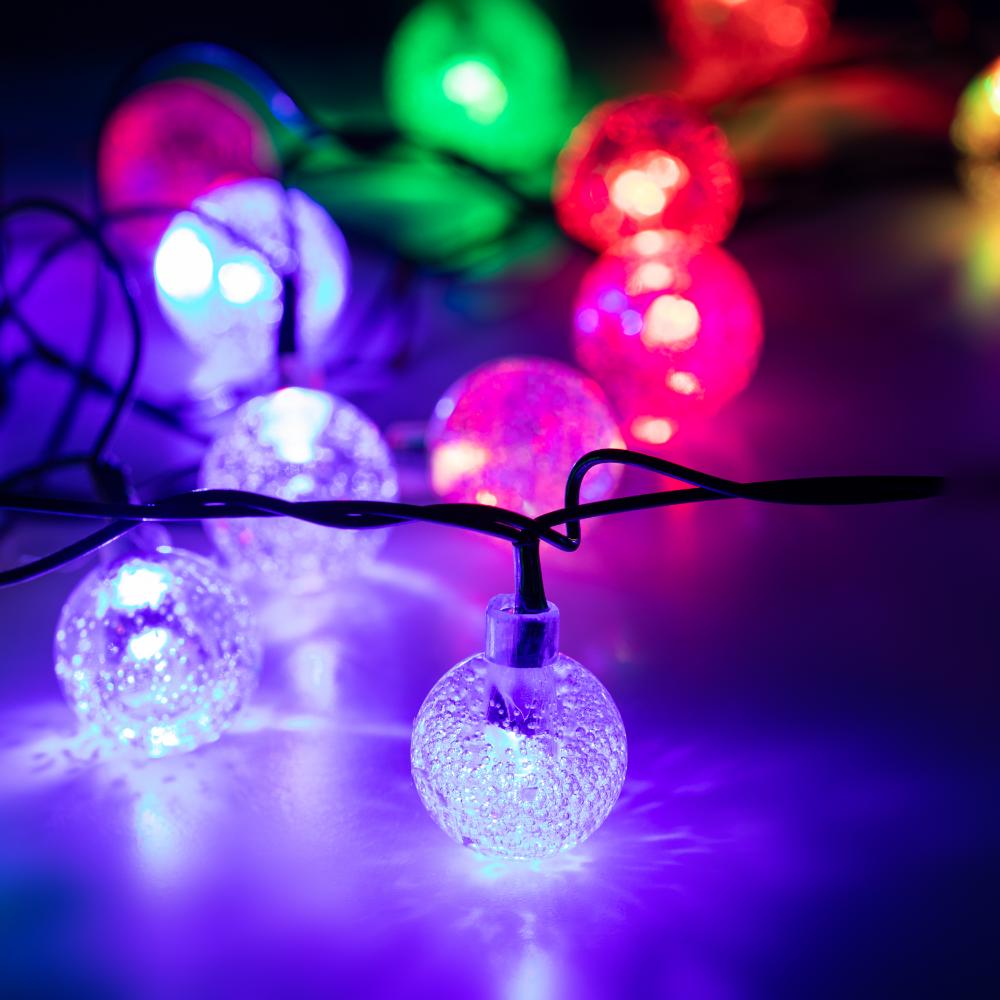 Гирлянда LED Нить Шарики кракле d25мм, 2 м, RGB, 220V ENIN - 25BG ЭРА Б0055997