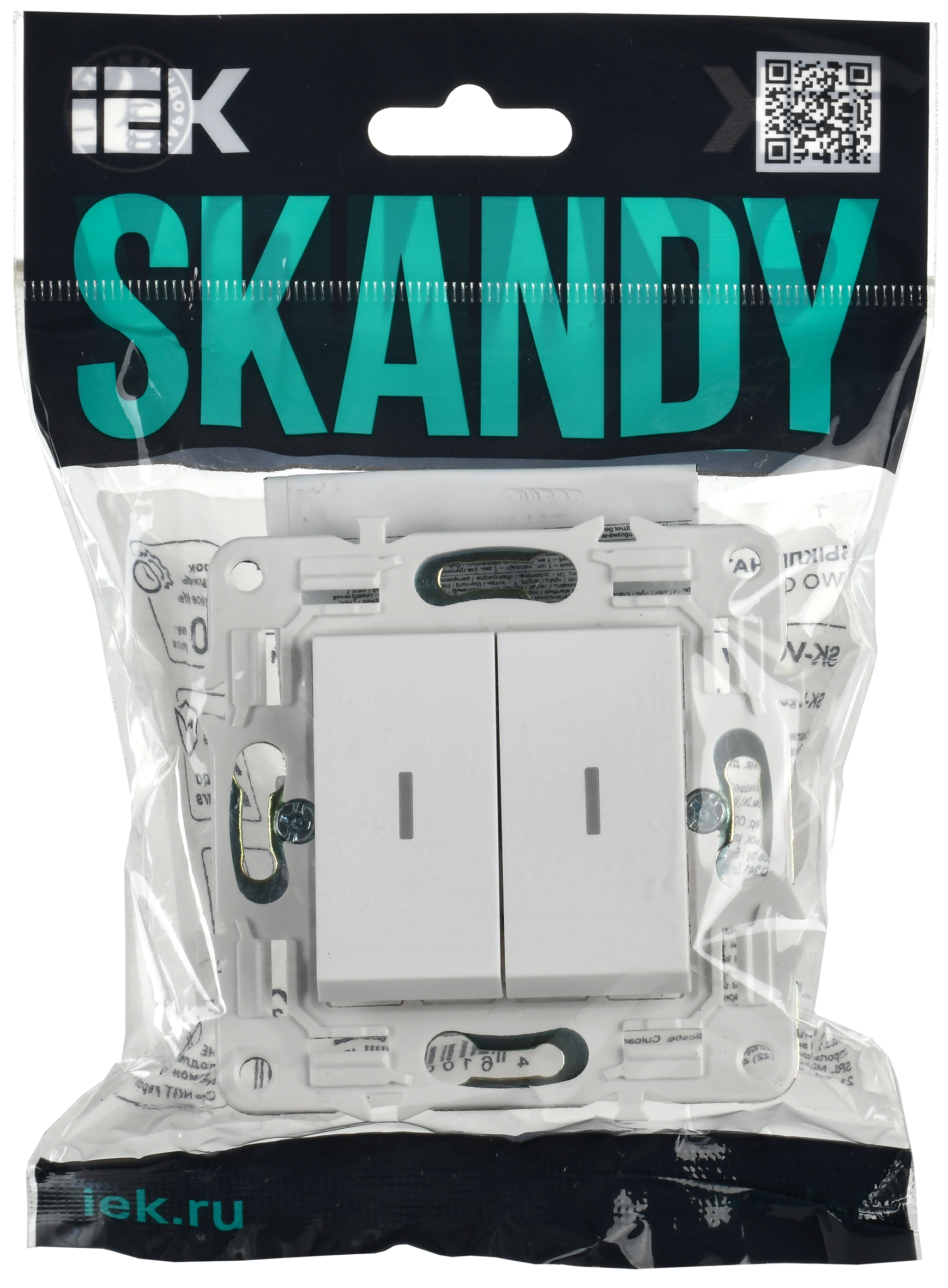 SKANDY Выключатель 2-клавишный с индикацией 10А SK-V09W арктический белый IEK SK-V20-1-10-K01