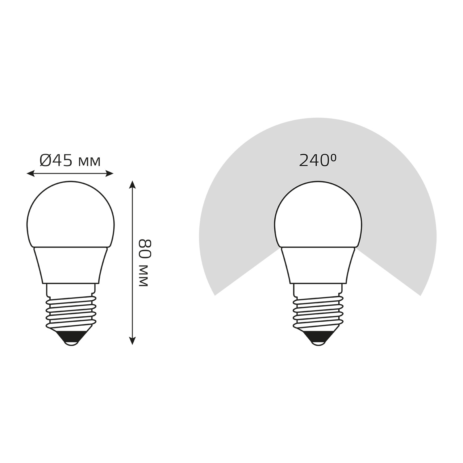Лампа светодиодная LED 7 Вт 550 лм 4100К шар P45 нейтральный E27 AC 220В шаговое диммирование выключателем Black Gauss GAUSS 105102207-S