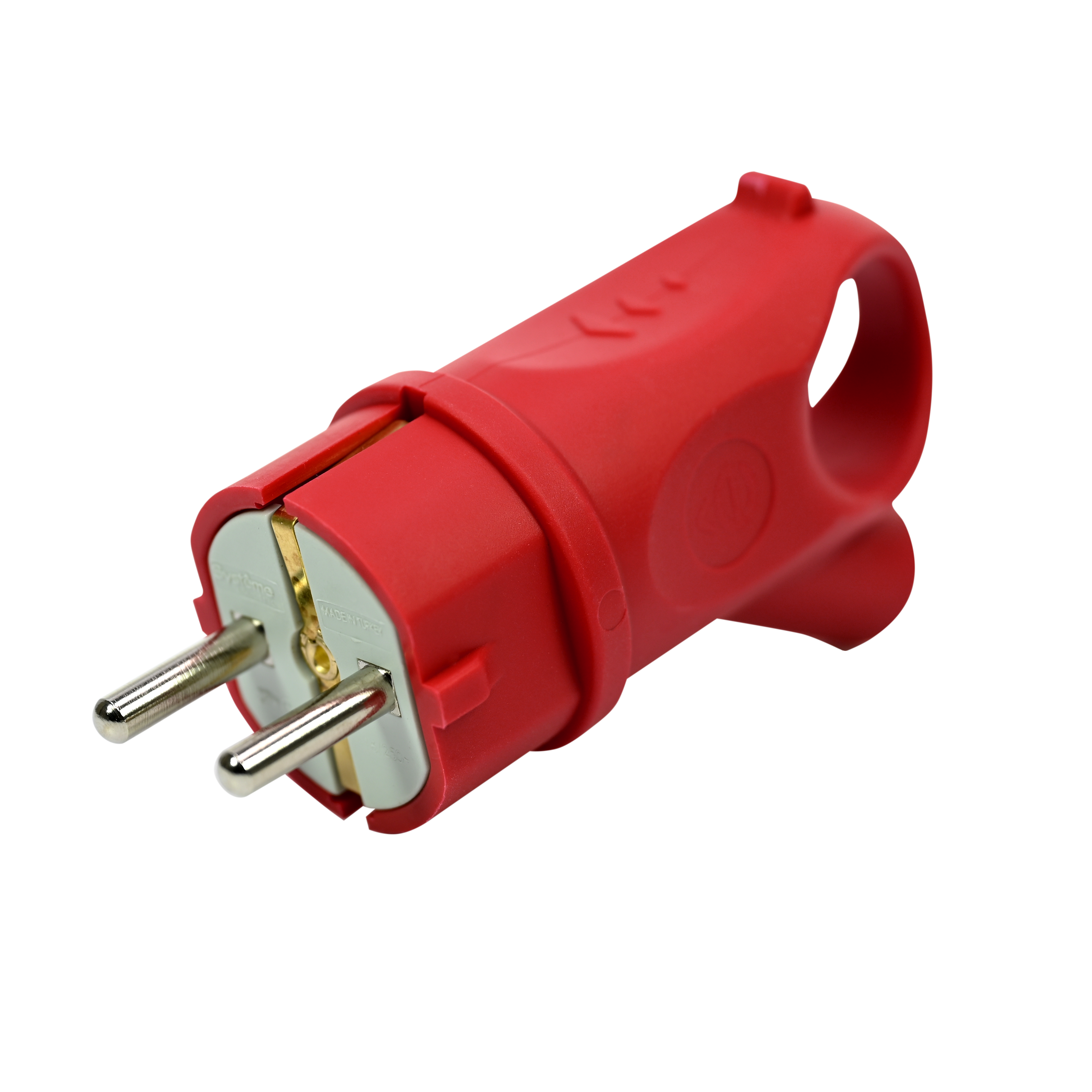 MultiSet Вилка 2К+З угловая каучуковая 16А/250В IP44 Красная Systeme Electric MST1402RD