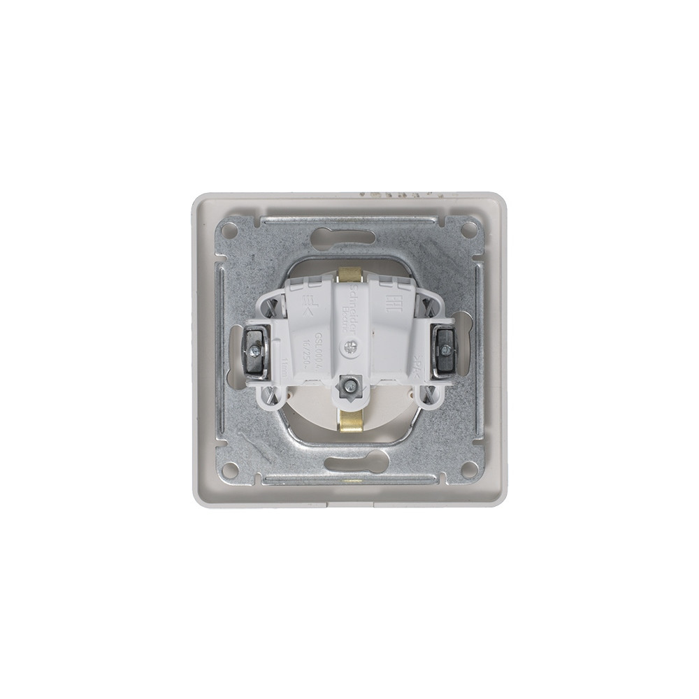 GLOSSA розетка с заземлением со шторками с крышкой в сборе IP44 платина Systeme Electric GSL001248