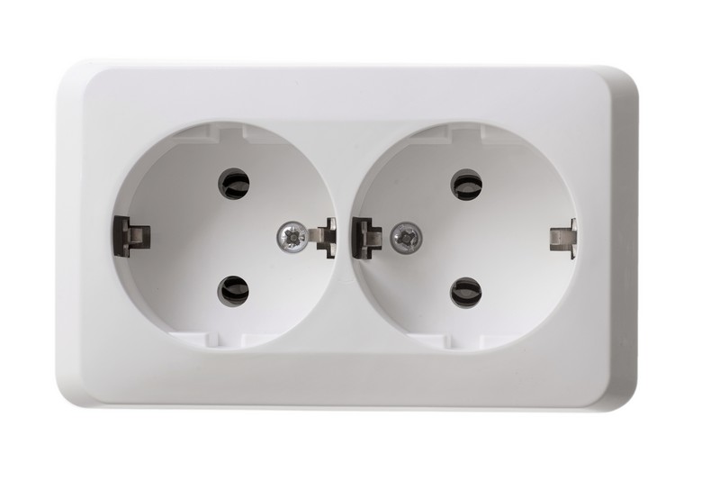 ЭТЮД Розетка двойная наружная с заземлением без   шторок белая Systeme Electric PA16-007B