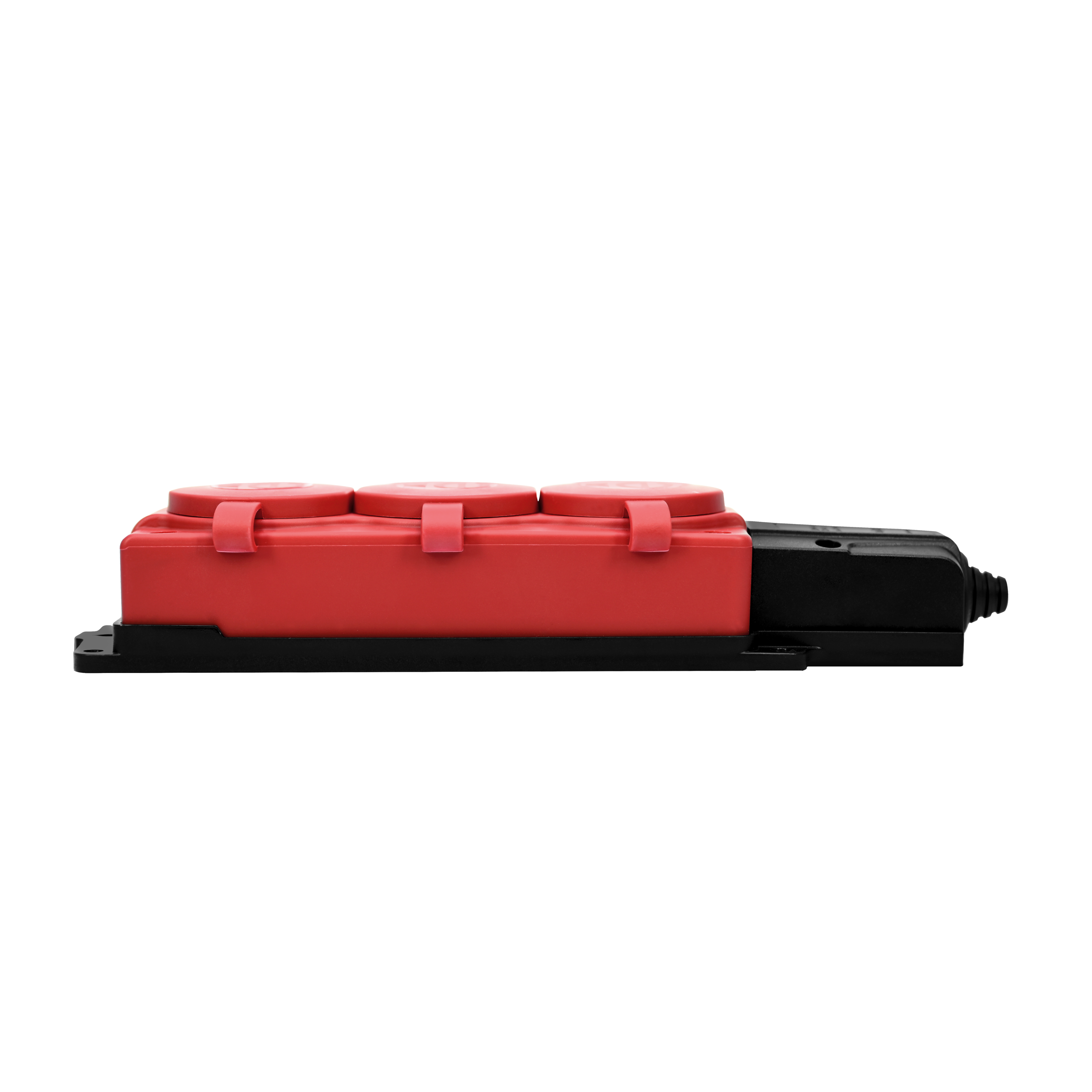 MultiSet Колодка 3х розетка 2К+З каучуковая 16А/250В IP44 Красная Systeme Electric MST4123RD
