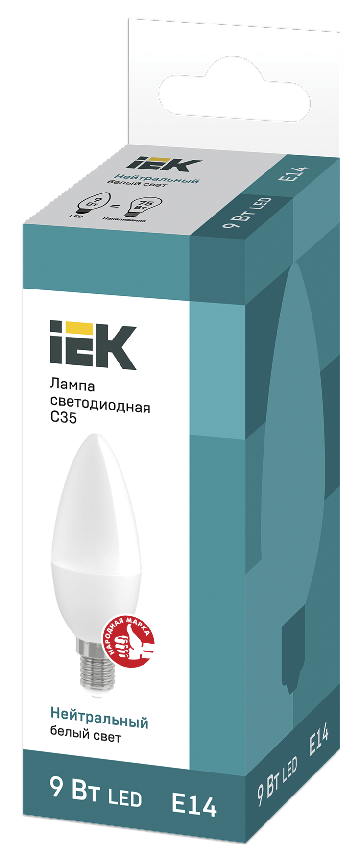 Лампа светодиодная C35 свеча 9Вт 230В 4000К E14 IEK LLE-C35-9-230-40-E14