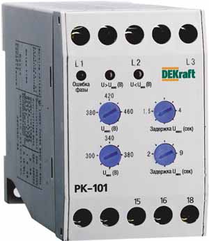 Реле контроля фаз РК-101 380В тип 01 Dekraft 23300DEK