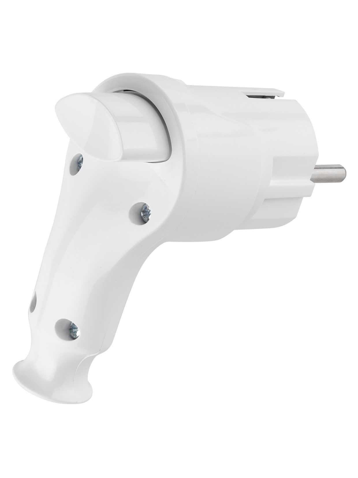 Вилка угловая c/з белая с кнопкой извлечения из сети 16А 250В TDM TDM ELECTRIC SQ1806-0398
