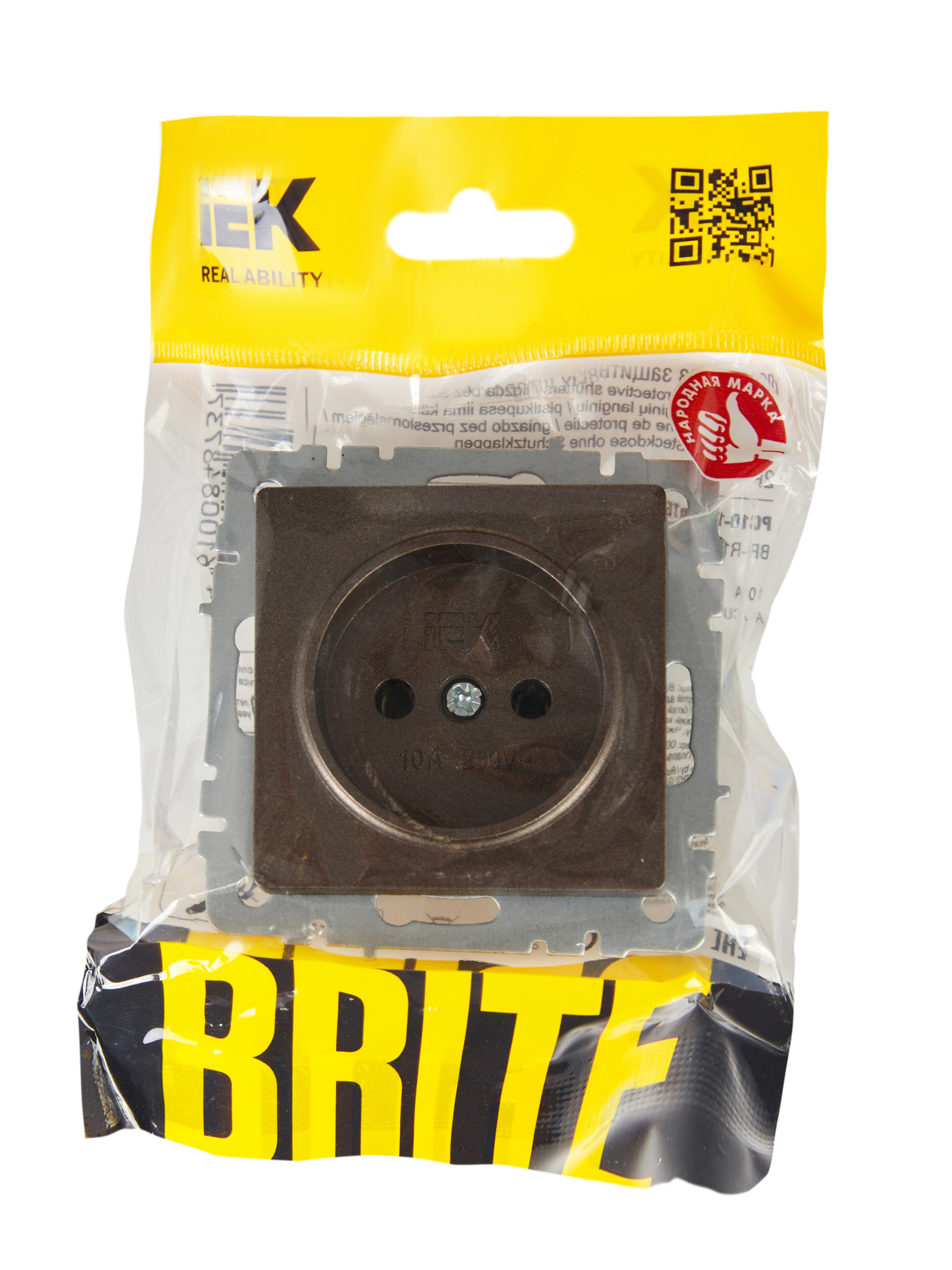 BRITE Розетка без заземления без защитных шторок 10А РС10-1-0-БрТБ темная бронза IEK BR-R10-10-K45