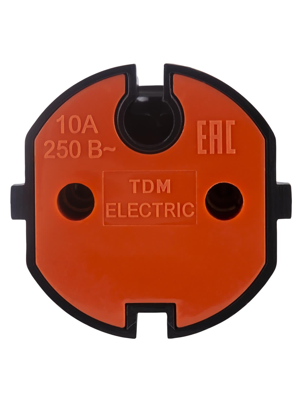 Кабельная розетка б/з черная с красной вставкой 10А 250B чернаяTDM TDM ELECTRIC SQ1806-0214