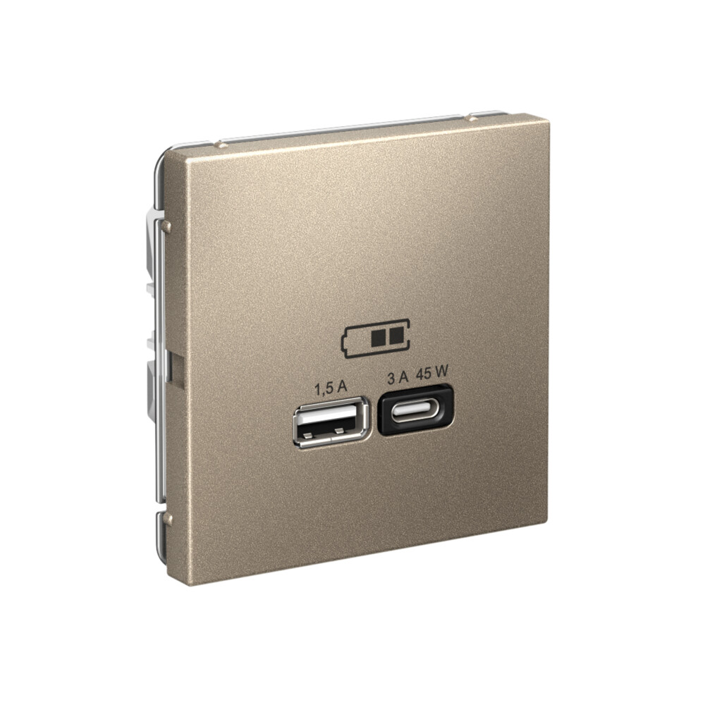ARTGALLERY USB розетка A + тип-C 45Вт высокоскор.заряд. QC, PD, механизм, шампань Systeme Electric GAL000529