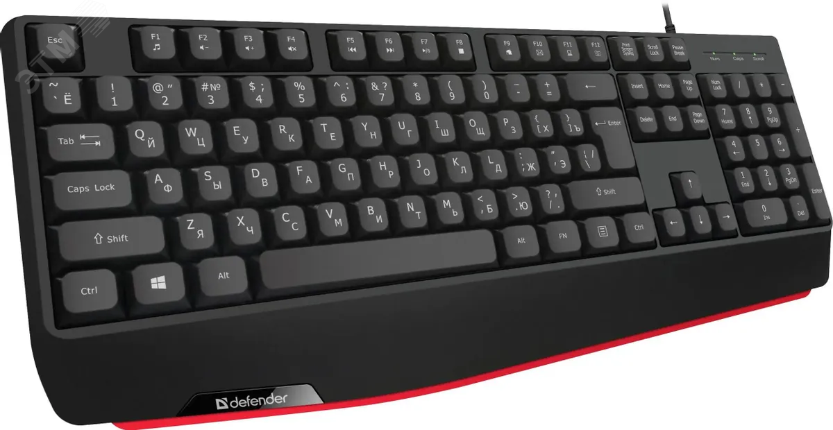 Клавиатура проводная Atom HB-546 RU, 104 + FN, черный, 1.8м Defender 45546