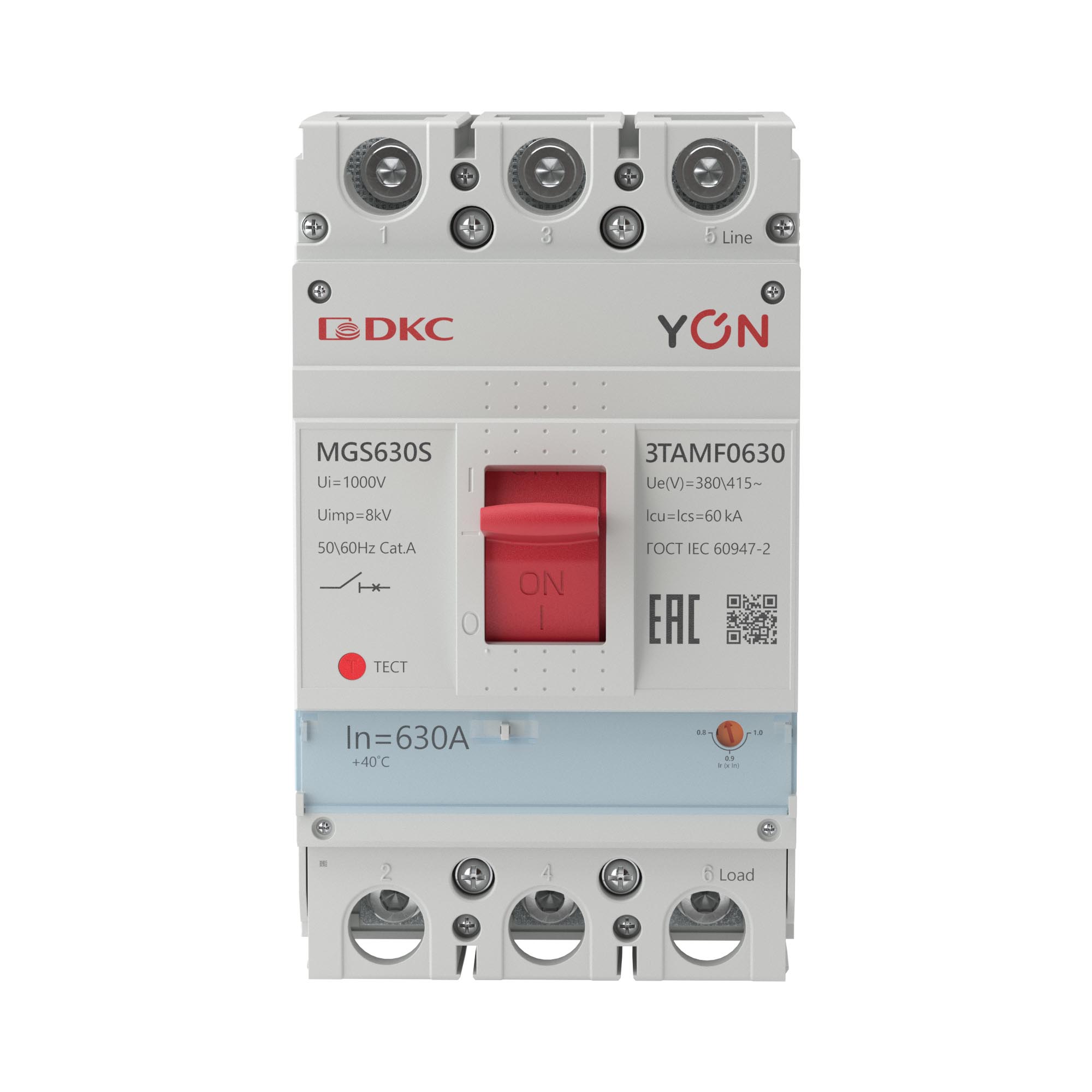 Автоматический выключатель YON MGS630 3P 504-630A 60kA DKC MGS630S-3TAMF0630