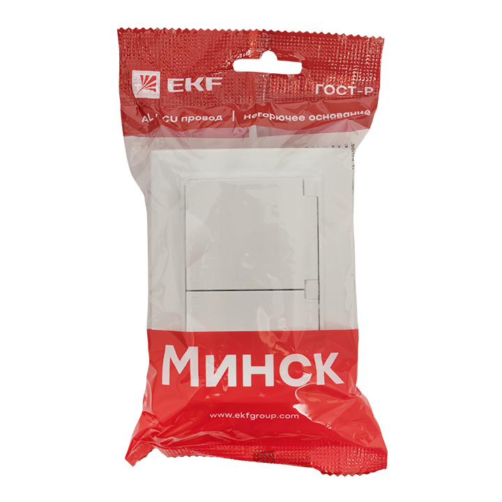 Минск Розетка 2-местная СП с/з с крышкой 16А белаяс защ. штор. IP44 EKF ERR16-129-200-44