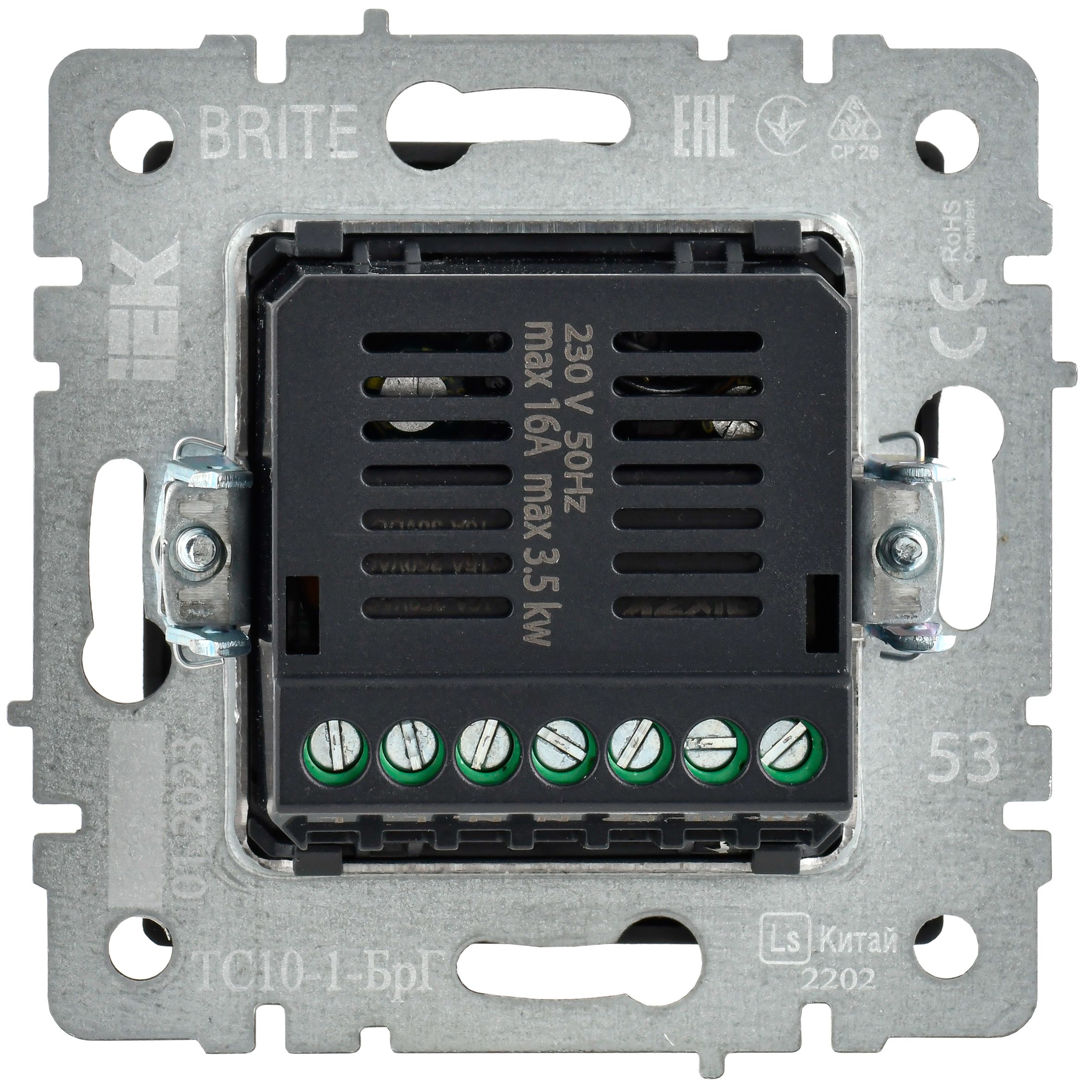 BRITE Термостат электронный с индикацией ТС10-1-БрГ графит IEK BR-RT11-K53
