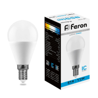 Лампа светодиодная LED 11вт Е14 дневной матовый шар FERON LB-750 25948