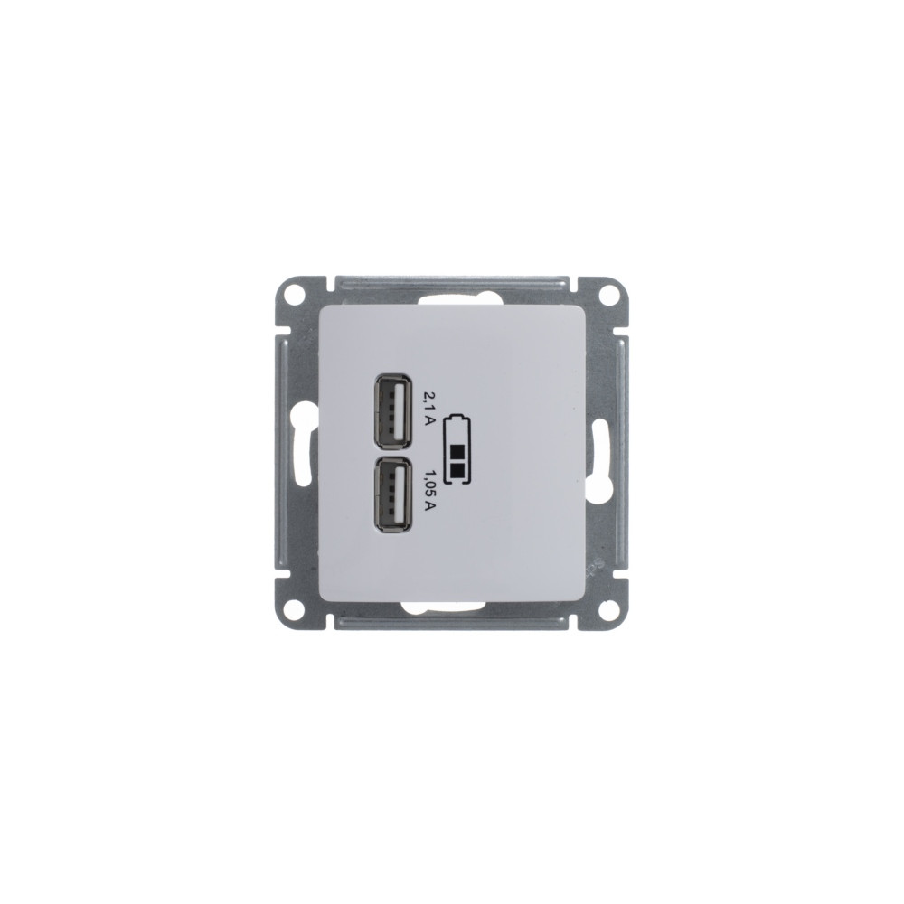 Розетка GLOSSA USB 5В/2100мА 2х5В/1050мА механизм белый Systeme Electric GSL000133