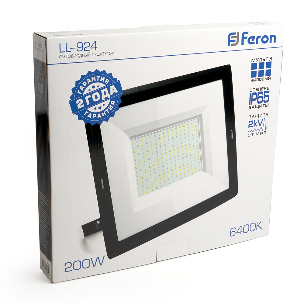 Прожектор светодиодный ДО-200w 6400К 19000Лм IP65 черный FERON LL-924 29499
