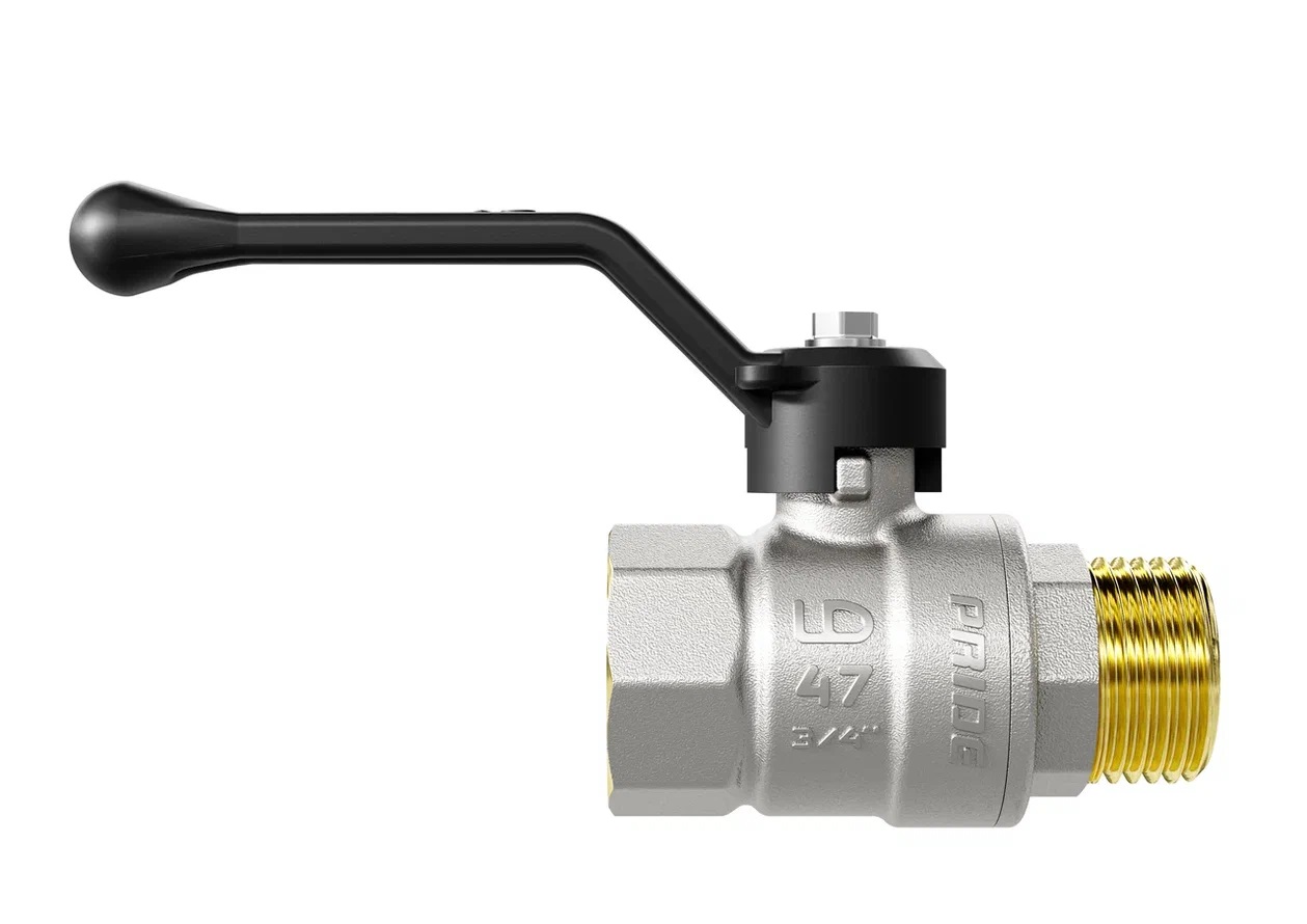 Кран шаровой латунный никелированный 11б27п1 Ду15 Ру40 (1/2') ВР/НР рычаг LD Pride LD Pride 47.15.В-Н.Р LD 47.303.15