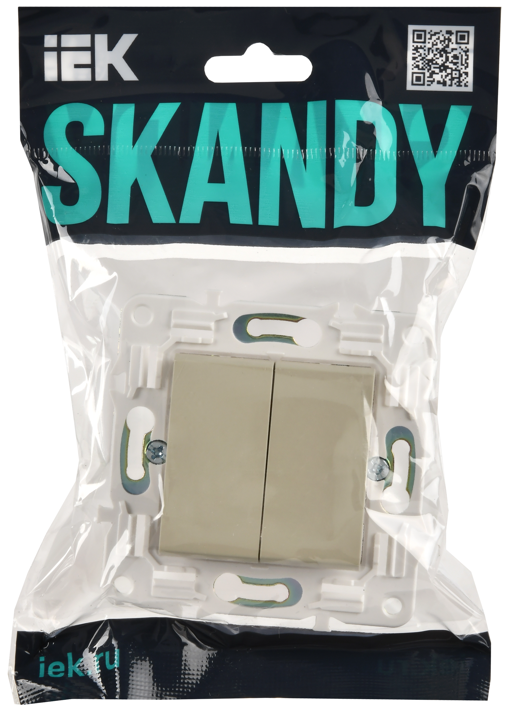 SKANDY Выключатель 2-клавишный 10А SK-V04B бежевый IEK SK-V20-0-10-K10