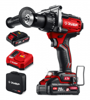 Дрель-шуруповерт, бесщеточная 20 В, 165 Н·м, 2 АКБ LMS 2 А·ч, сумка ЗУБР ДБ-165-22