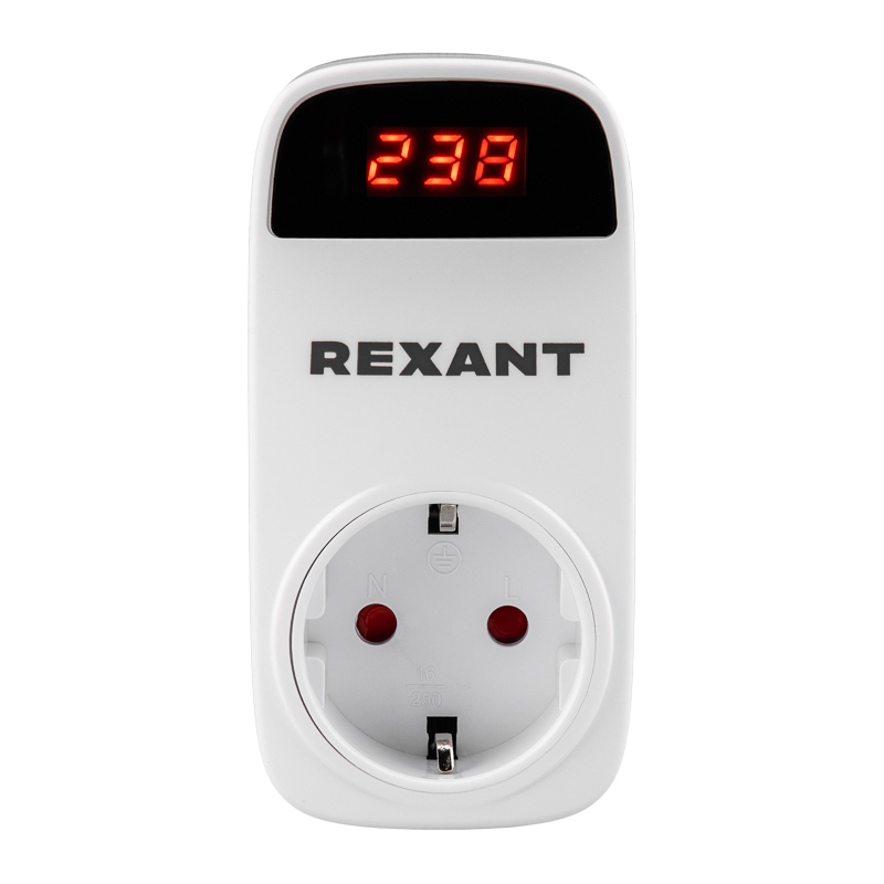 Реле напряжения вилка-розетка c дисплеем 16А REXANT 10-6040