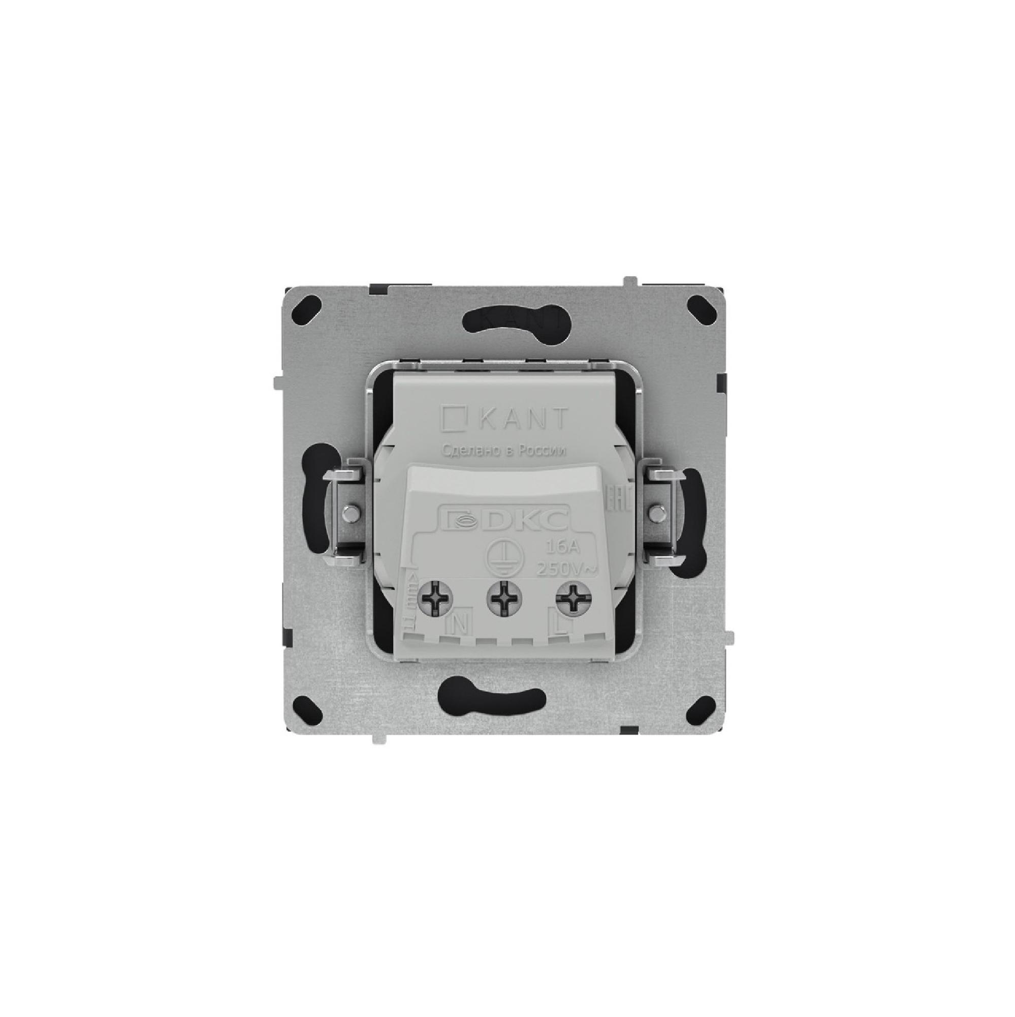 Розетка силовая, 2P+E, с з/ш, KANT, черный уголь DKC 7012003