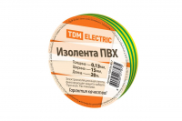 Изолента ПВХ 0,13*15мм Желто-Зеленая 20м TDM TDM ELECTRIC SQ0526-0017