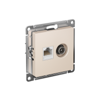 Розетка ATLASDESIGN двойная компьютерная+ТВ RJ45+TV категория 5E механизм бежевый Systeme Electric ATN000289
