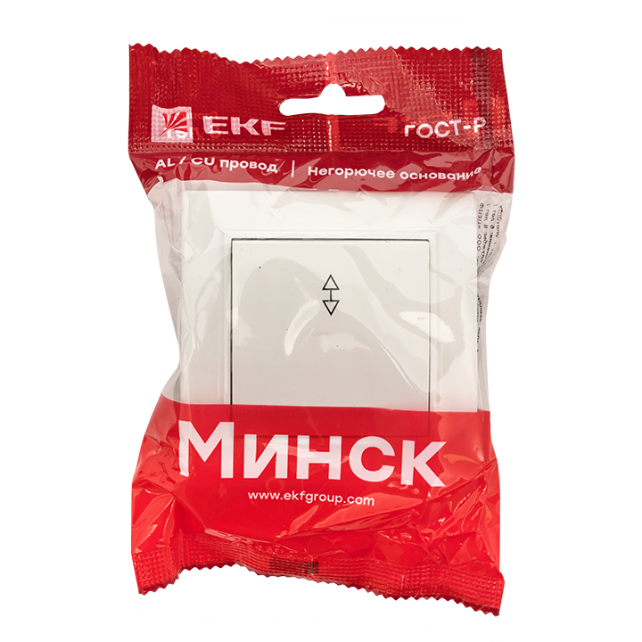 Выключатель Минск 1-клавишный СП проходной 10А белый EKF ERV10-025-10