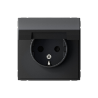 ARTGALLERY розетка с заземл. со шторк. с крышкой, 16А, IP20, механизм, карбон Systeme Electric GAL001046