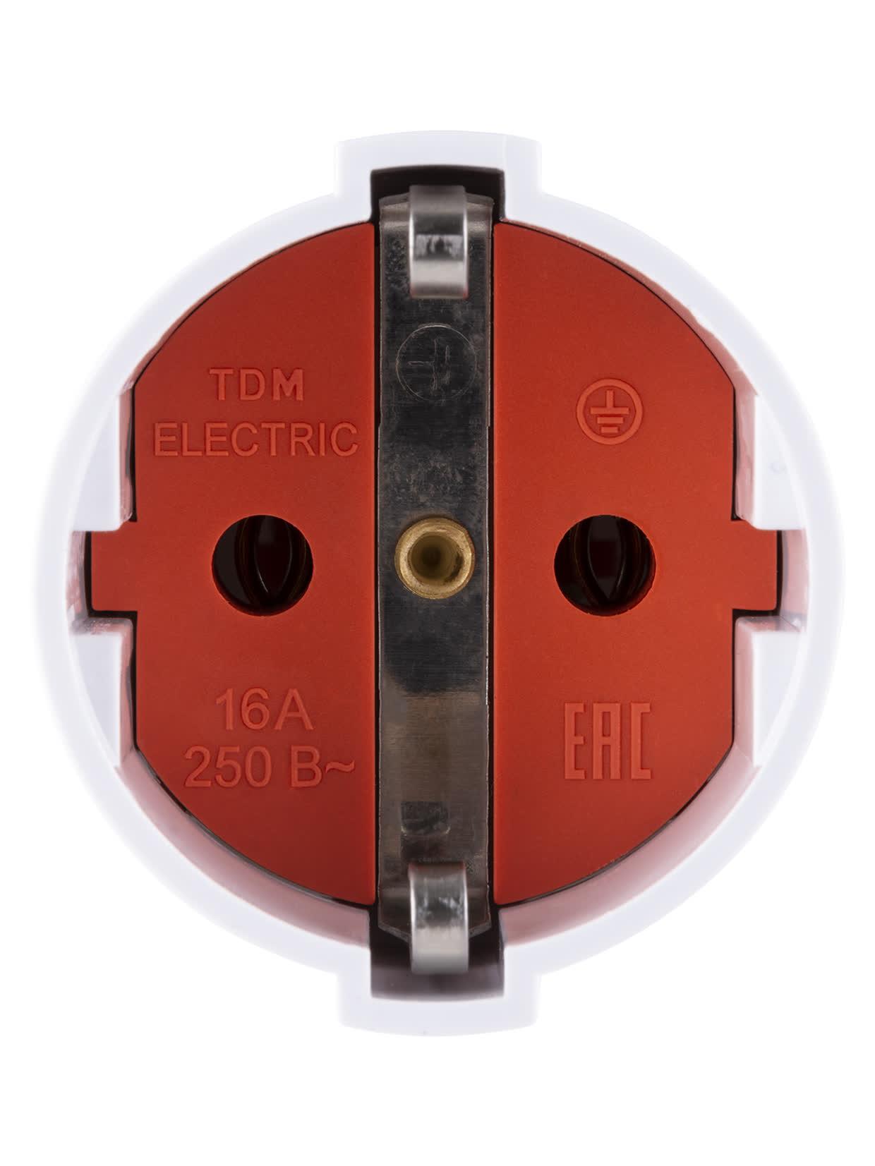 Кабельная розетка рифленая 2П+З 16А 250B белая TDM TDM ELECTRIC SQ1806-0211