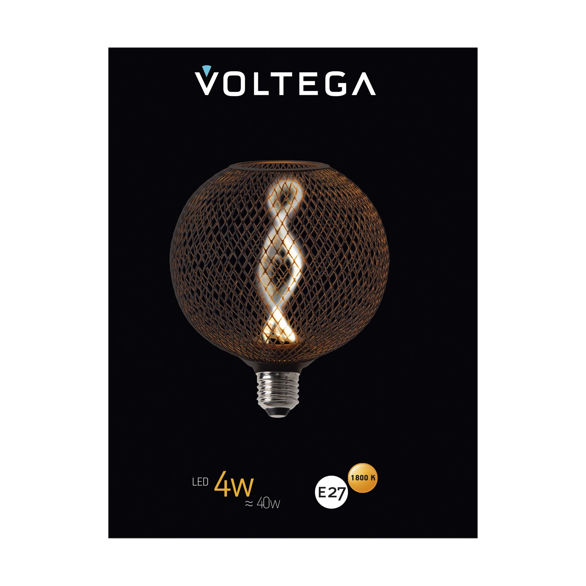 Лампочка филаментная цоколь E27 4W 1800К тип BMC125DNA Voltega 8596 VG10-BMC125150warm3.5W-F-DNA