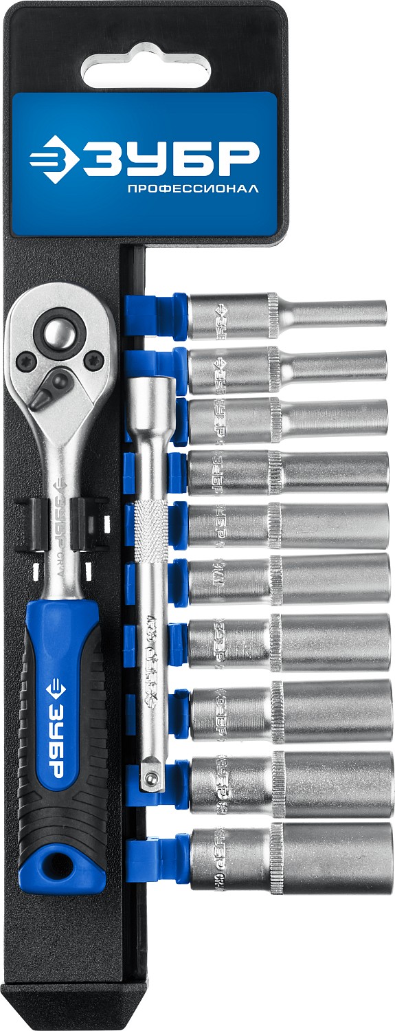 Набор торцовых головок Профессионал ТМ-12У 12 предметов 1/4'' ЗУБР 27651-H12