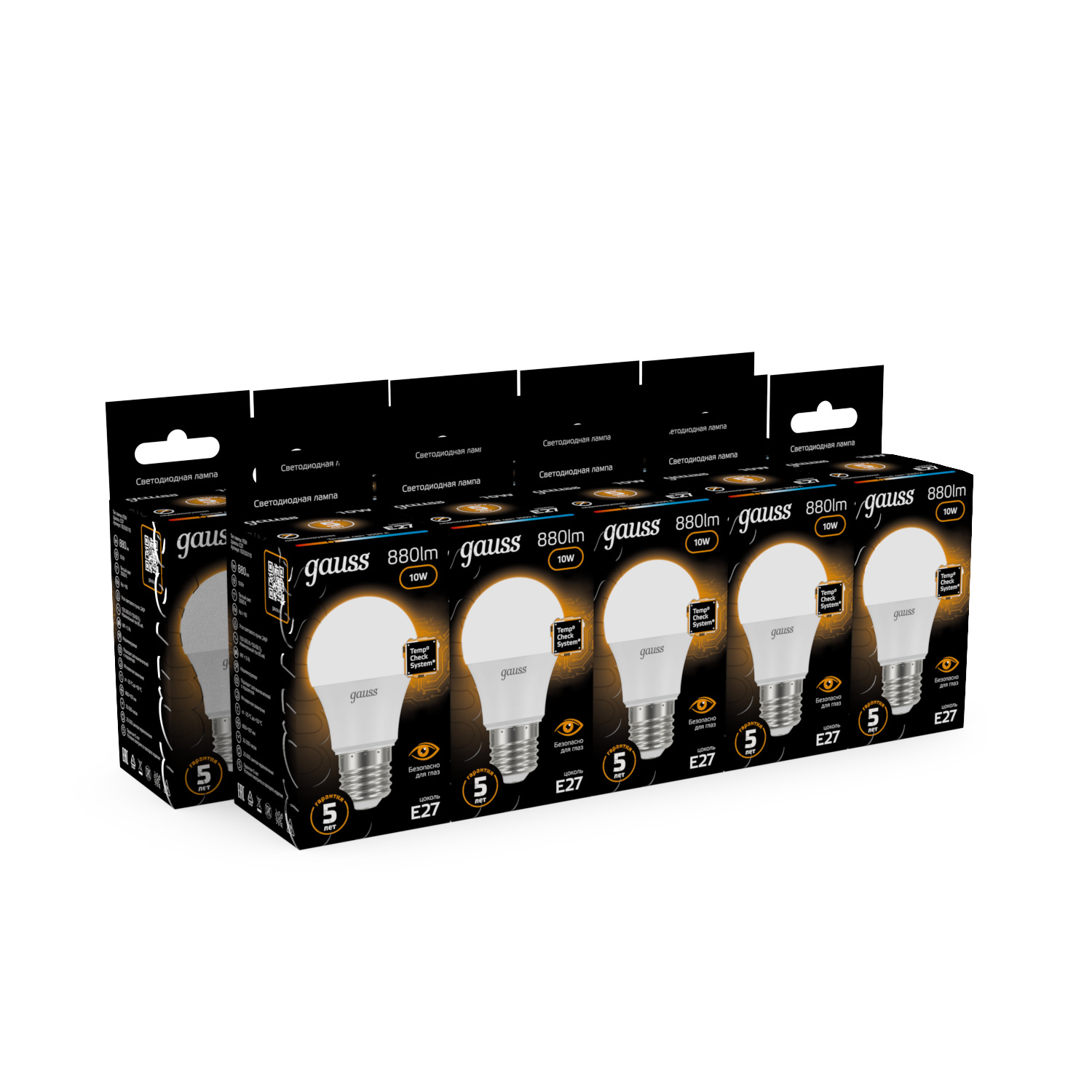 Лампа светодиодная LED 10 Вт 880 лм 3000К А60 груша теплый E27 AC 220В Black GAUSS 102502110