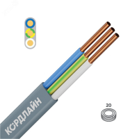 Кабель силовой ВВГ-Пнг(А)-LS 3x2,5ок(N,PE)-0,66 20м ТРТС КОРДЛАЙН ЭК000114768
