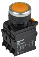 Кнопка с подсвет. и фикс. d=22мм 1NO+1NC жёлтая MASTER IEK MI-BT60-11TD-3-11-K05