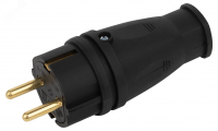 Вилка каучуковая c заземлением 16А IP44 прямая черная VX10-B-IP44 ЭРА Б0055414