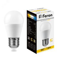 Лампа светодиодная LED 13вт Е27 теплый матовый шар FERON LB-950 38104