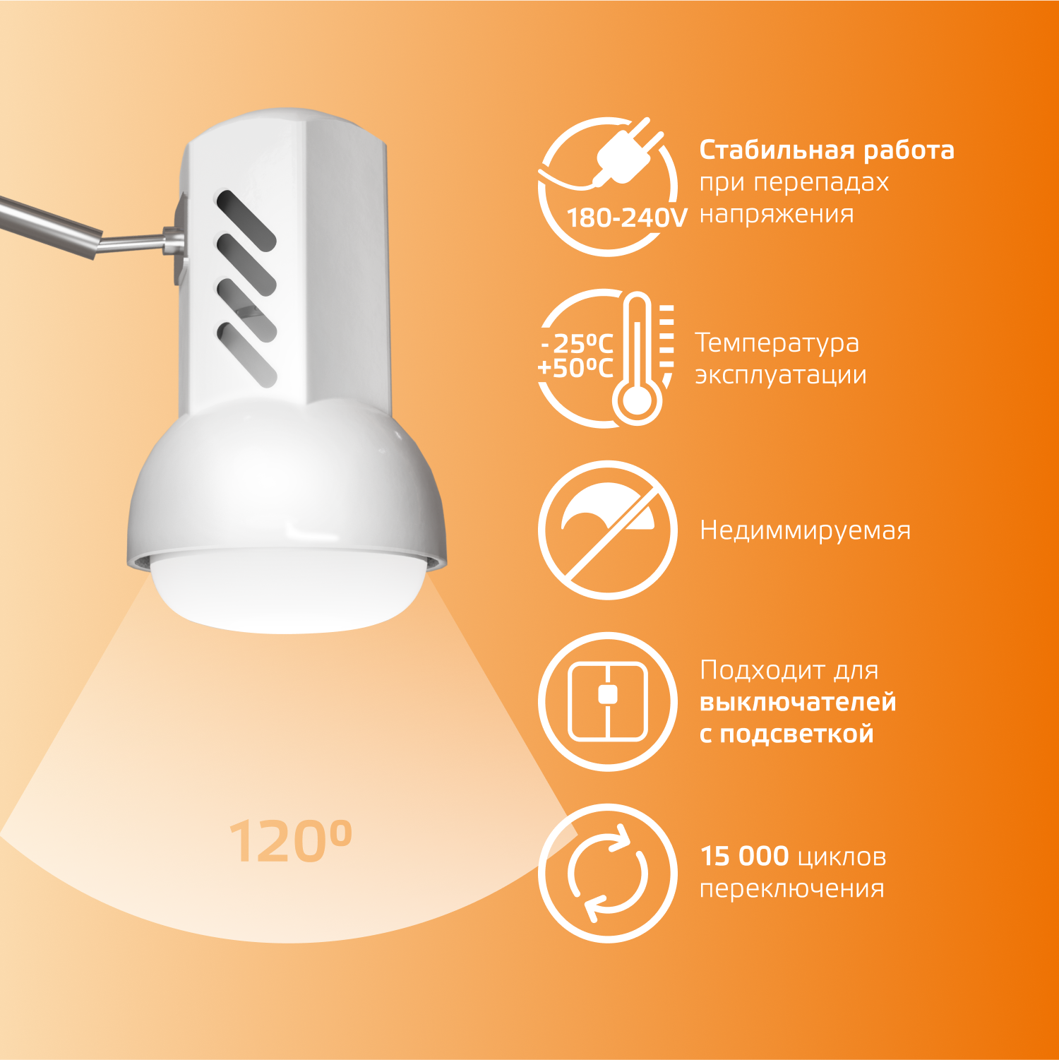 Лампа светодиодная LED 6 Вт 450 лм 3000К грибок R50 теплый E14 AC 220В Elementary GAUSS 63116