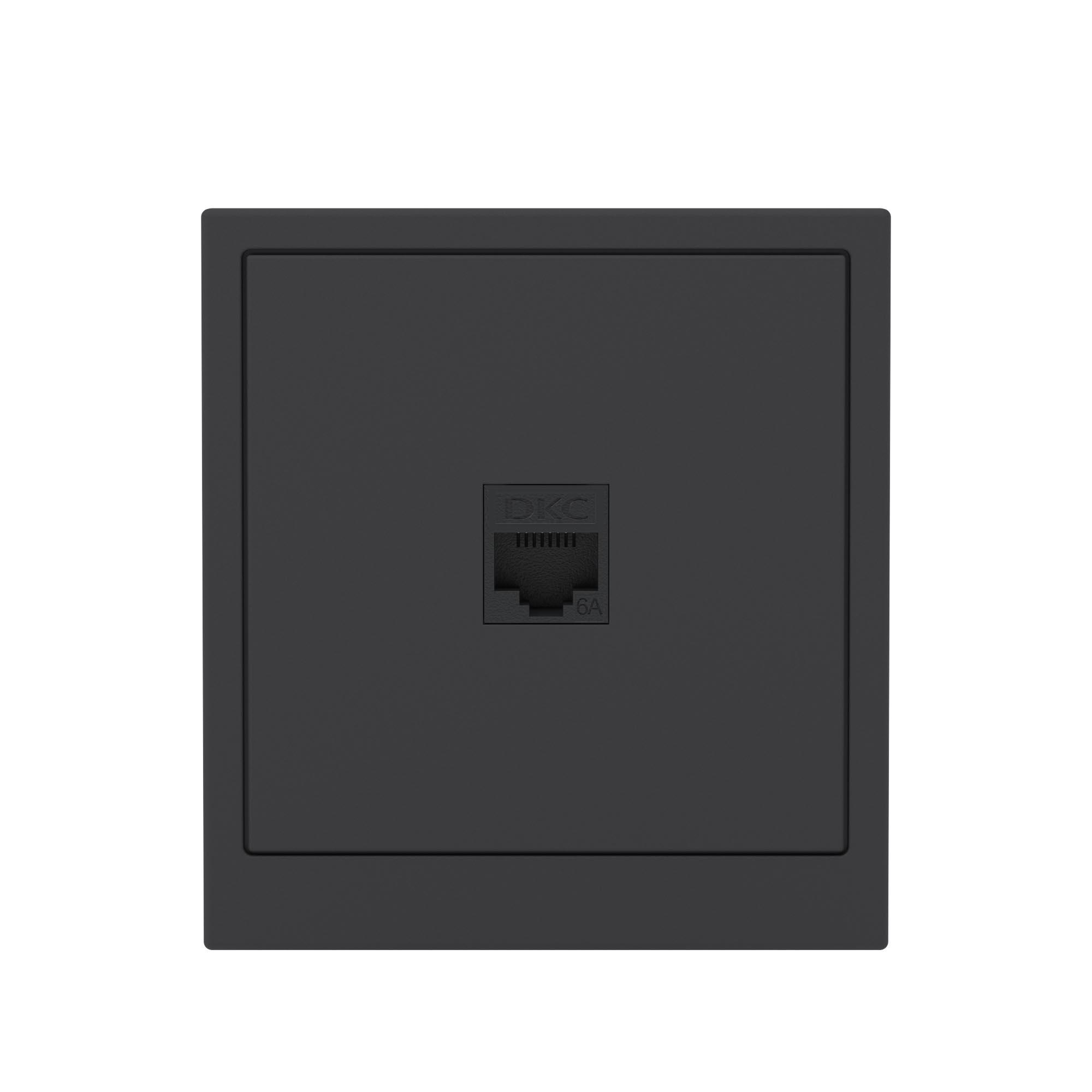 Компьютерная розетка RJ-45 без шторки, кат.6А одинарная,KANT, черный уголь DKC 7012673