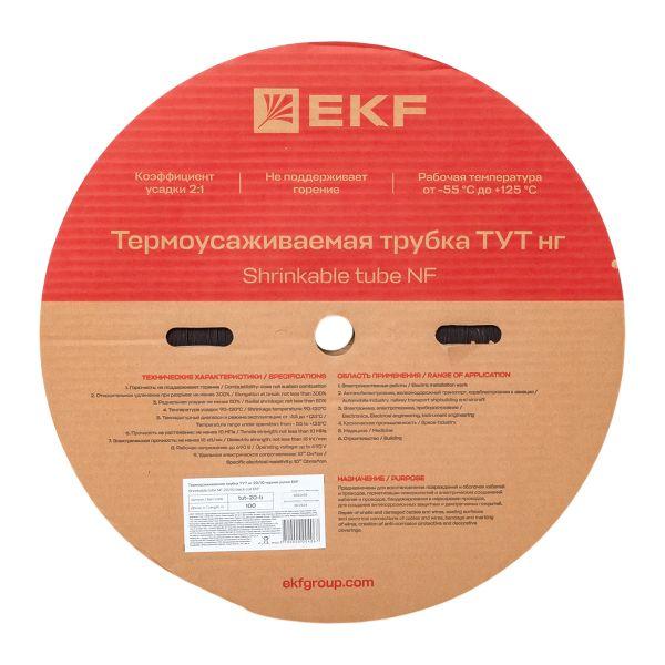Трубка термоусаживаемая ТУТ нг 20/10 черная рулон PROxima EKF tut-20-b